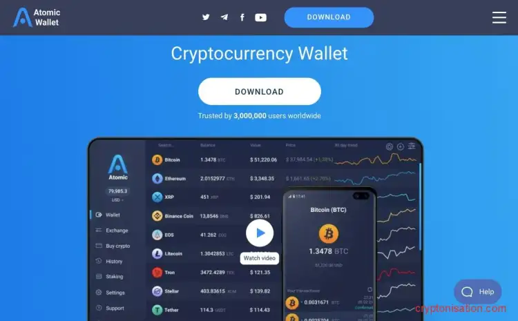 Главная страница Atomic Wallet