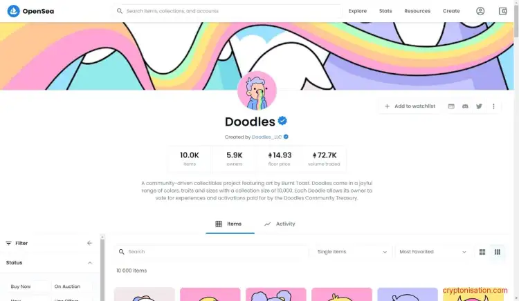Коллекция Doodles на OpenSea