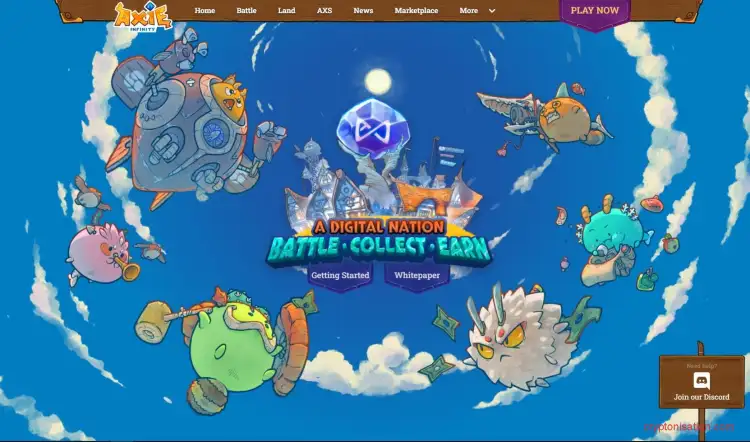 Главная страница сайта Axie Infinity
