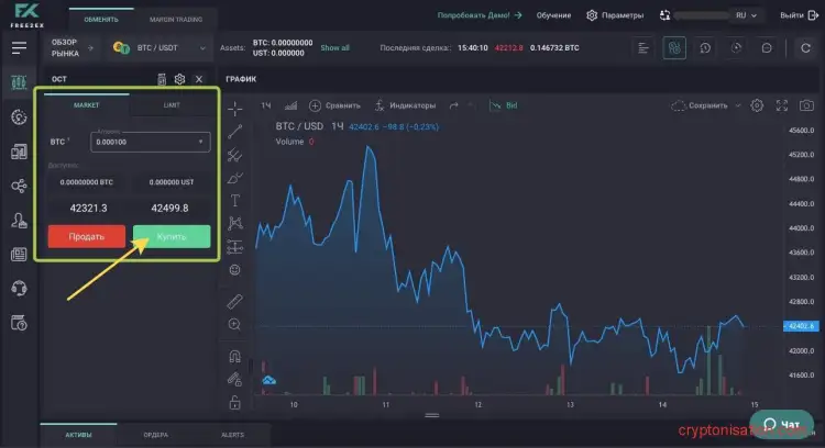 Как купить Биткоины за USDT на споте