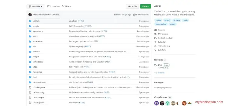 Директория с кодом и инструкциями Zenbot на GitHub