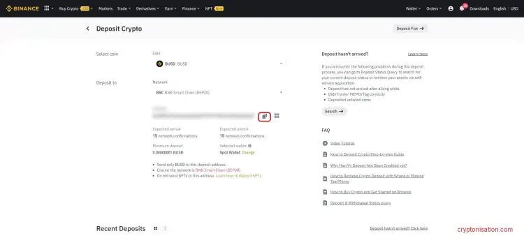 Пополнение счета на бирже Binance