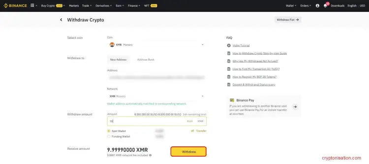 Пополнение Binance