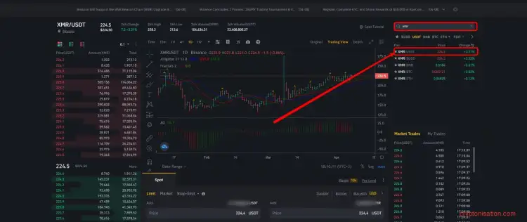 Покупка Monero на бирже Binance