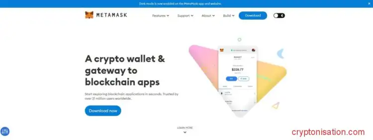 Главная страница кошелька Metamask