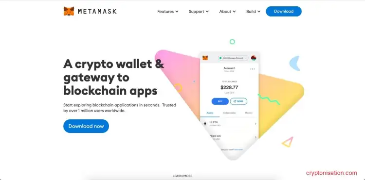 Главная страница криптокошелька MetaMask