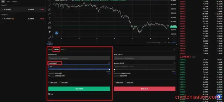 Создание ордера на покупку XLM