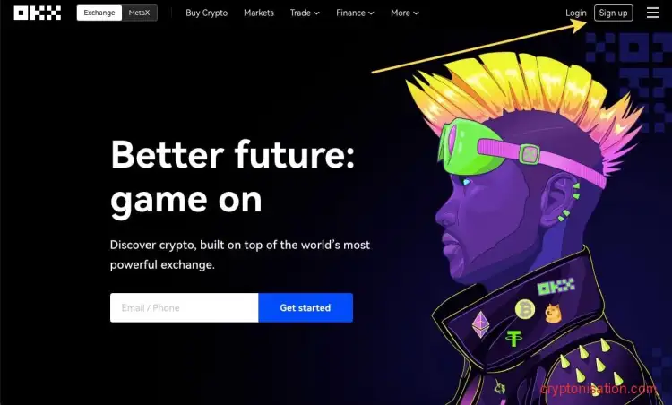 Главная страница криптобиржи OKX (OKEX)