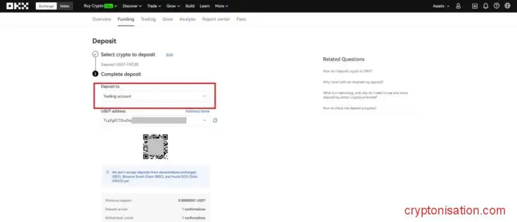 Выбор торгового аккаунта на OKX