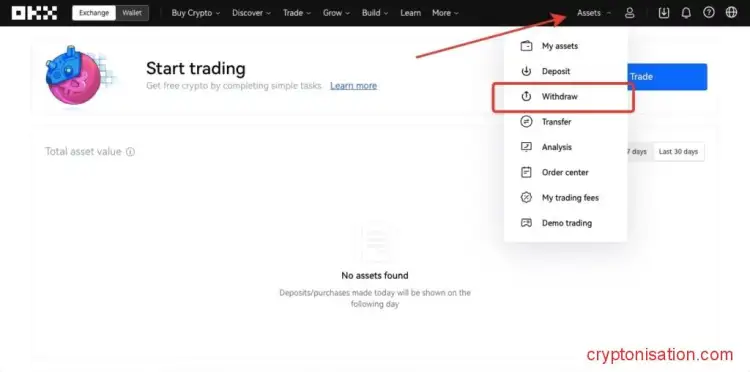 Вывод с биржи OKX