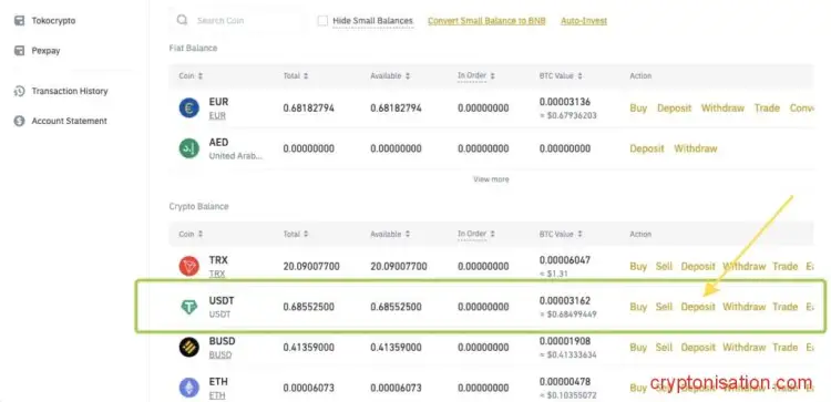 Как пополнить счет на Binance