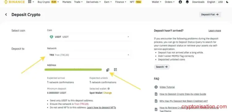 Адрес для депозита в USDT