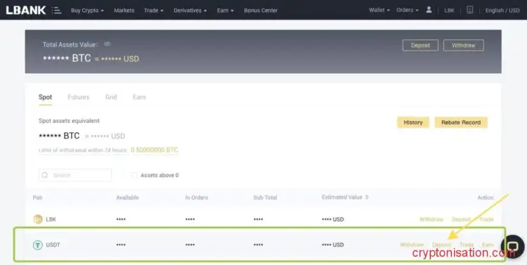 Ввод USDT на биржу