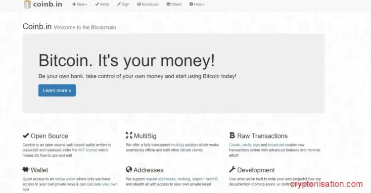 Главная страница сайта Coinb.in
