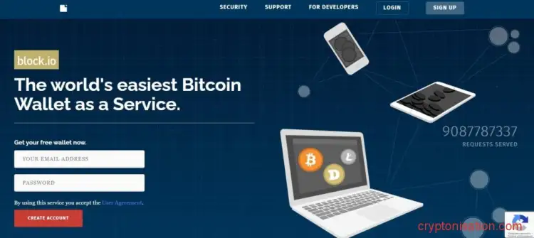 Главная страница сайта Block.io