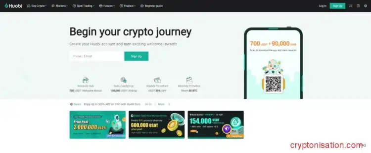 Главная страница Huobi