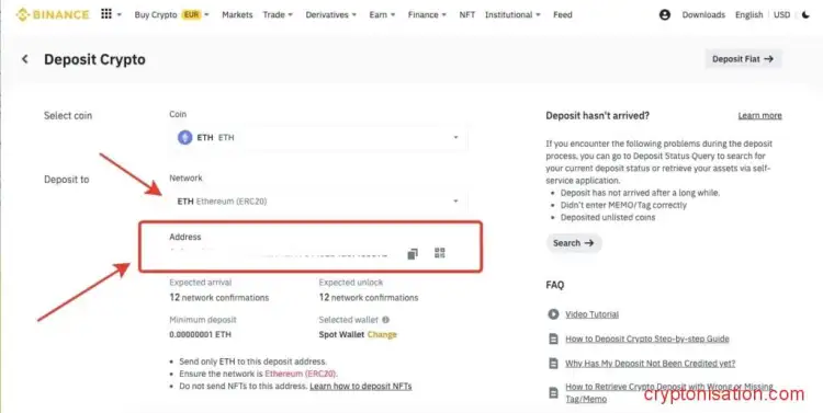 Адрес для депозита в ETH
