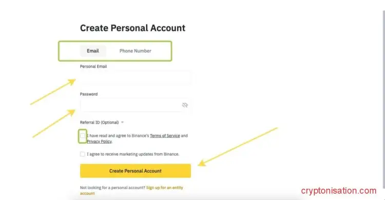 Форма регистрации по email
