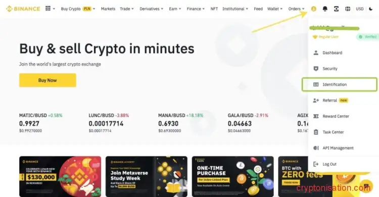 Верификация личности на Binance