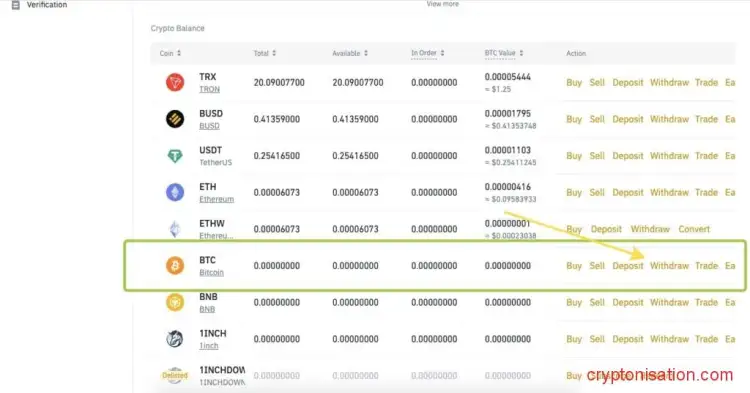 Вывод BTC