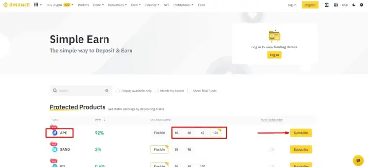 Начало подписки на продукты Simple Earn