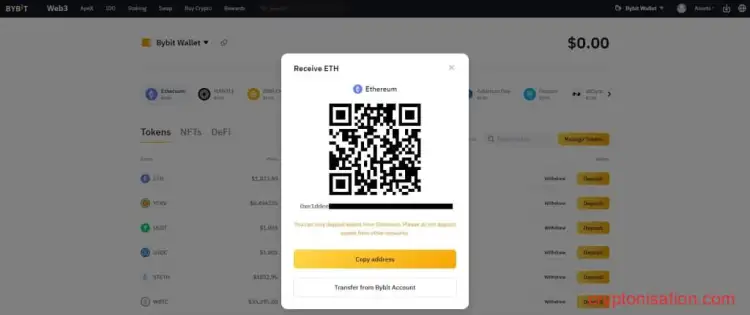Пополнение при помощи ETH