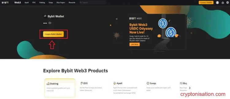 Кнопка Create Bybit Wallet