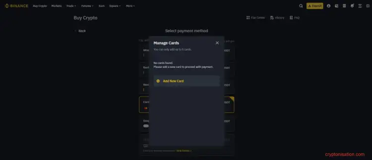 Добавление новой карты