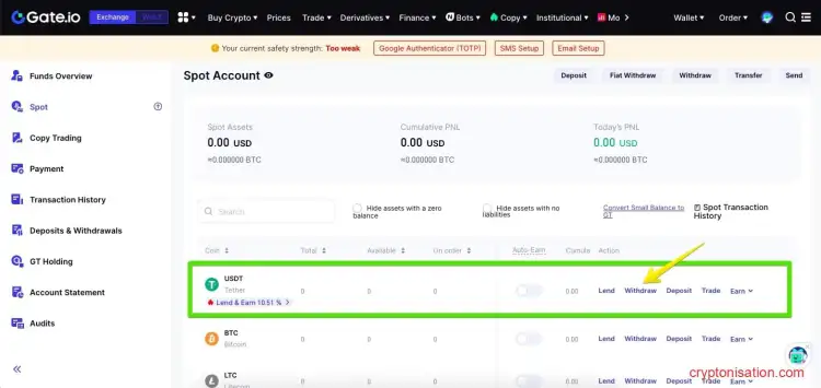 Вывод USDT
