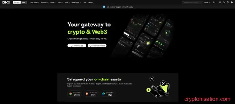 Страница с официальным приложением OKX
