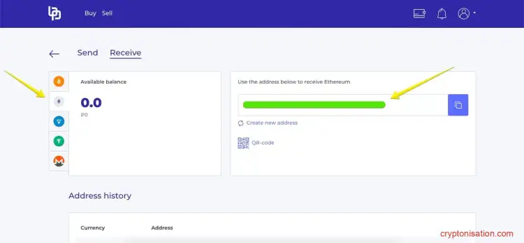 Адрес для получения ETH