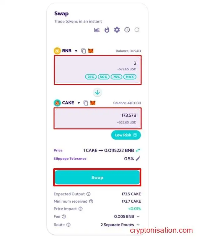 Форма для покупки/продажи криптовалюты