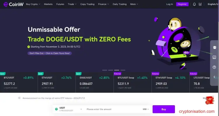 Биржа криптовалют CoinW