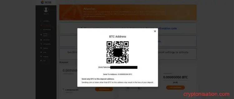 Dirección para transferir BTC en caso de pagar con criptomonedas