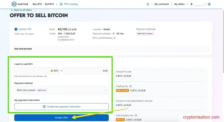 Creando un contrato para laa venta de Bitcoin