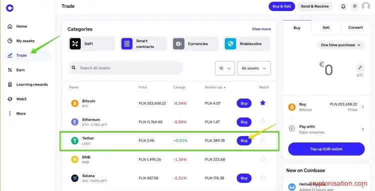 Покупка USDT