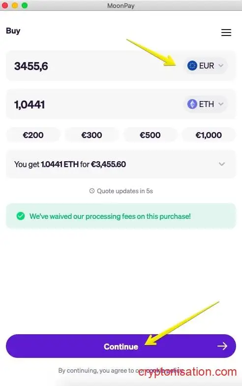 Покупка ETH зе евро