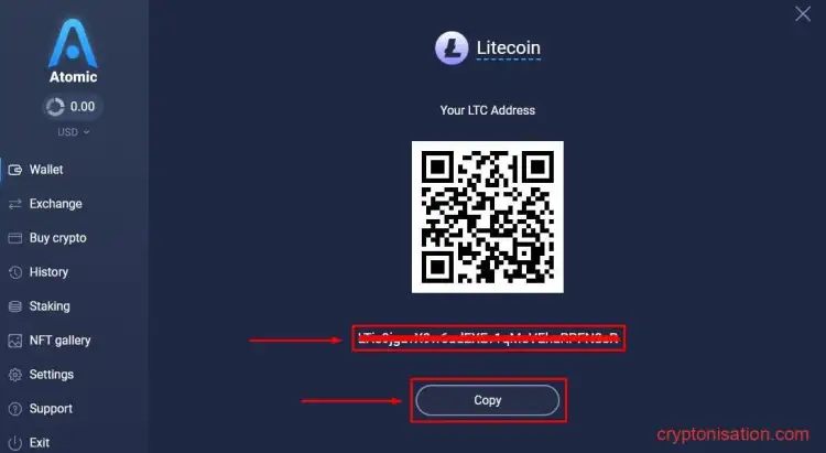 Adres wpłaty wybranej kryptowaluty