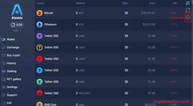Dodawanie nowej kryptowaluty/tokena
