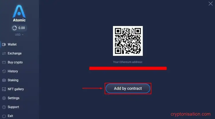  Przejście do menu dodawania nowego tokena/kryptowaluty
