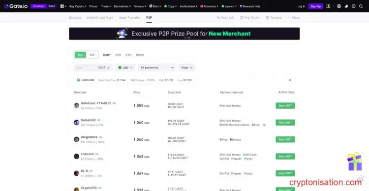 Окно P2P Gate