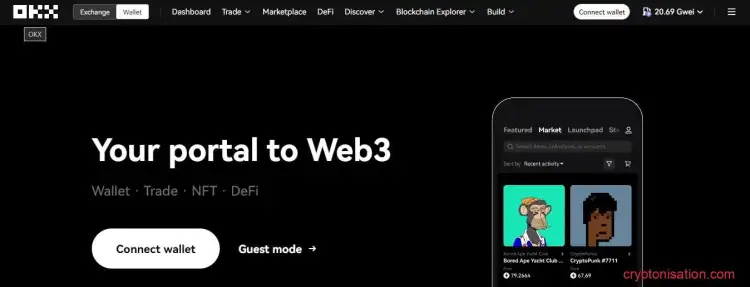 Главная страница web-версии OKX Wallet