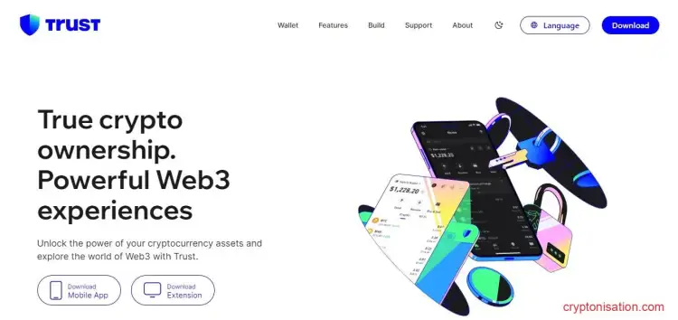 Главная страница сайта Trust Wallet