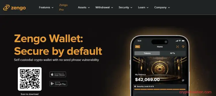 Стартовая страница сайта ZenGo