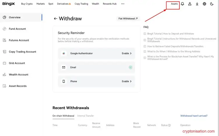 Вывод средств с BingX