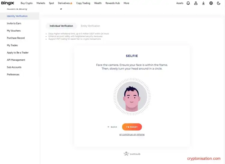 Сверка фото при верификации на BingX