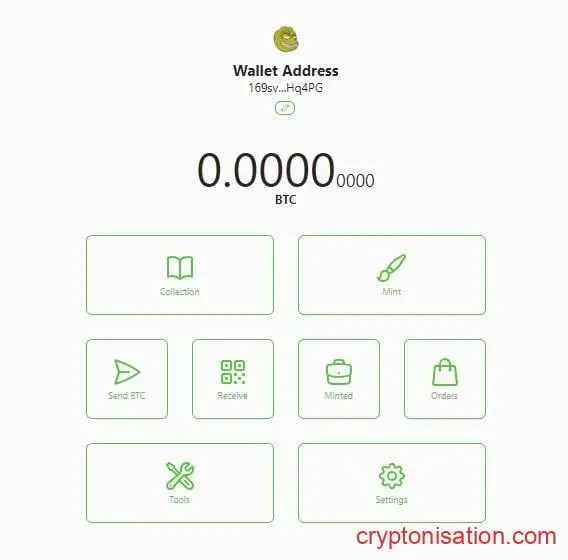 Интерфейс кошелька Rare Pepe Wallet