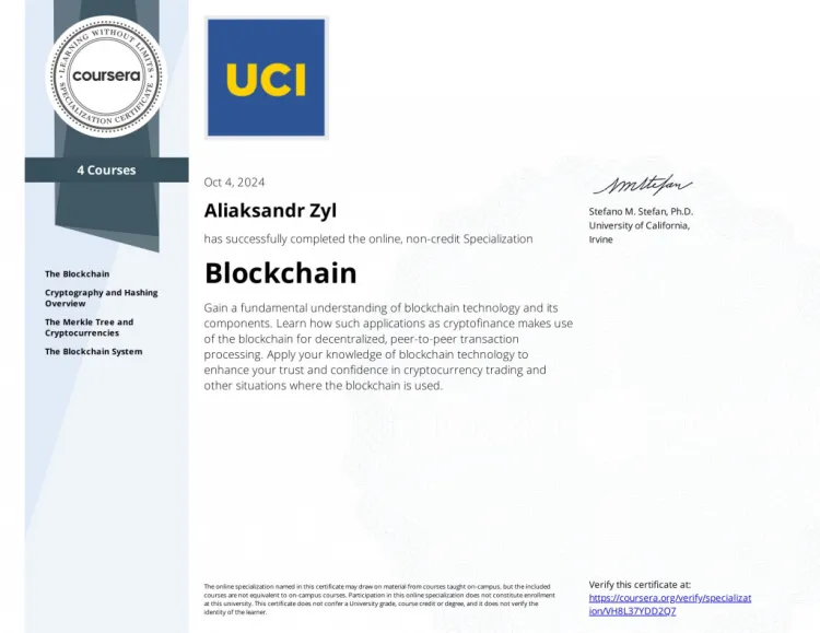 Ödüller ve sertifakalar Aleksandr Zyl