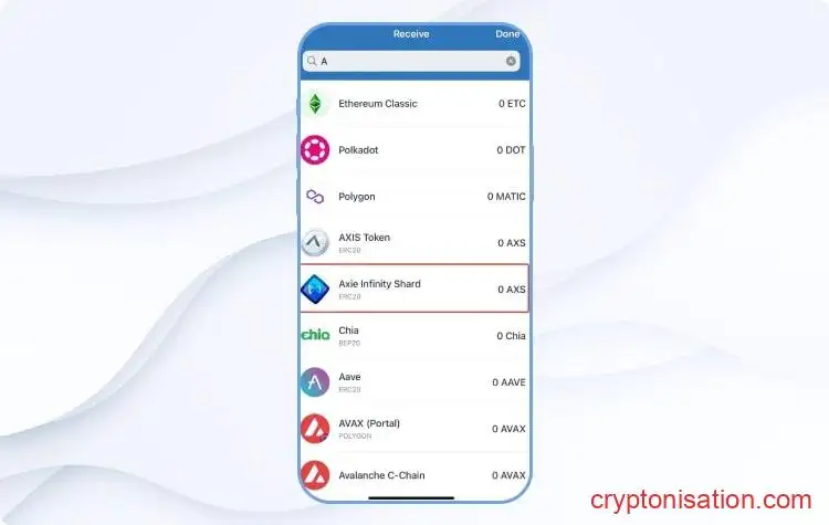 Криптовалюта Axie Infinity в Trust Wallet