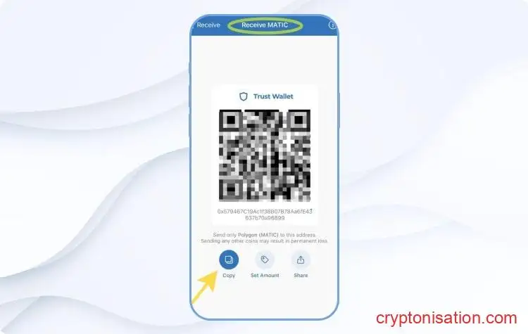 Как вывести MATIC на Trust Wallet: шаг 2